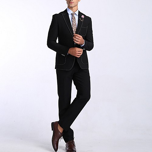 

Men's Suits, Solid Colored Notch Lapel Polyester Blue / Black