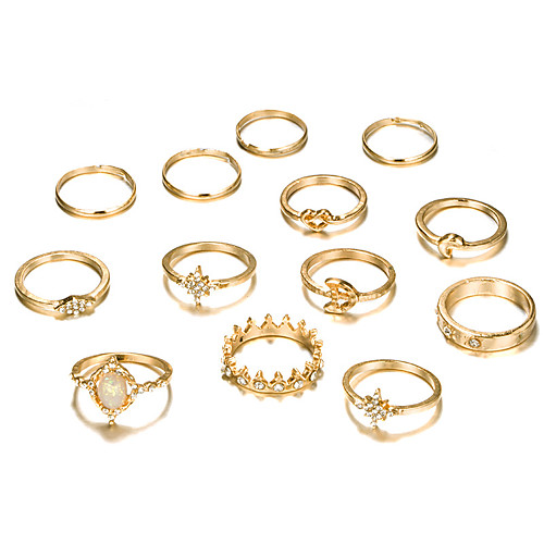 

Women's Ring full finger ring 13pcs Gold Alloy Elegant Holiday European Holiday Wedding Party Jewelry