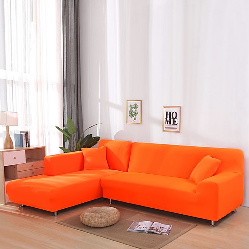 

Nordic Simple Plain Color Elastic Sofa Cover Single Double Three Person Sofa Cover Orange