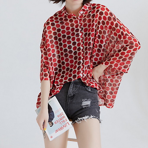 

Women's Daily Shirt - Polka Dot Red