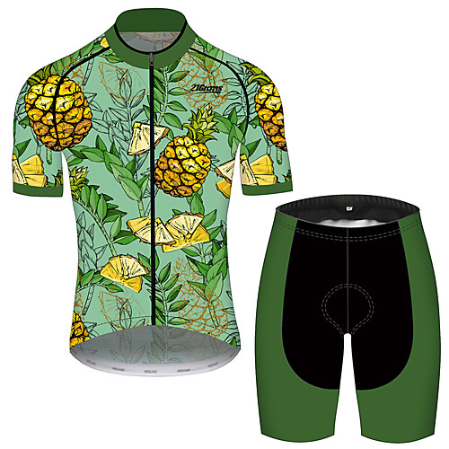 

21Grams Men's Short Sleeve Cycling Jersey with Shorts Black / Green Floral Botanical Fruit Bike Clothing Suit UV Resistant Breathable 3D Pad Quick Dry Sweat-wicking Sports Floral Botanical Mountain