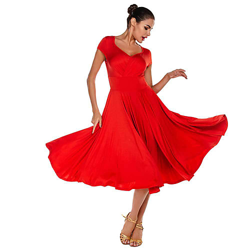 

Women's Dancer Latin Dance Masquerade Costumes Polyster Red Black Dress