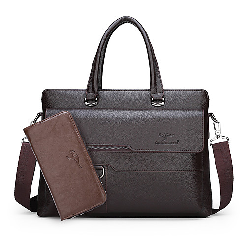 

Men's Zipper PU Bag Set 2 Pieces Purse Set Black / Brown