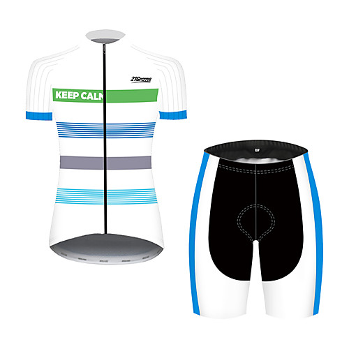 

21Grams Women's Short Sleeve Cycling Jersey with Shorts Black / White Stripes Bike Clothing Suit Breathable 3D Pad Quick Dry Ultraviolet Resistant Sweat-wicking Sports Solid Color Mountain Bike MTB