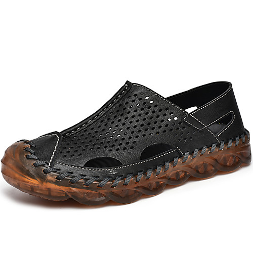 

Men's Cowhide Fall / Spring & Summer Casual Sandals Breathable Brown / Black