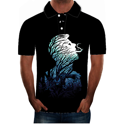 

Men's Daily Going out Street chic / Exaggerated Polo - Color Block / 3D / Graphic Black