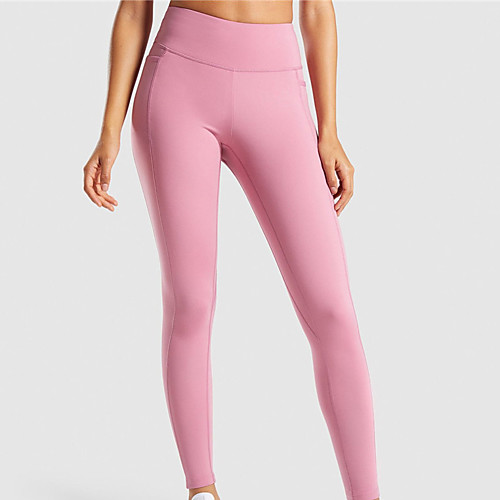 

Women's High Waist Yoga Pants Solid Color Yellow Light Purple Blue Black Elastane Running Gym Workout Tights Leggings Sport Activewear Breathable Soft Butt Lift Tummy Control Stretchy Skinny