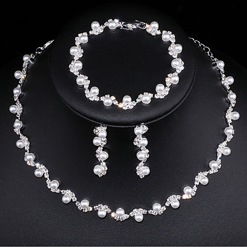 

Women's Jewelry Set Bridal Jewelry Sets European Fashion Elegant Imitation Pearl Earrings Jewelry Silver For Wedding Anniversary Party Evening Engagement Prom 1 set
