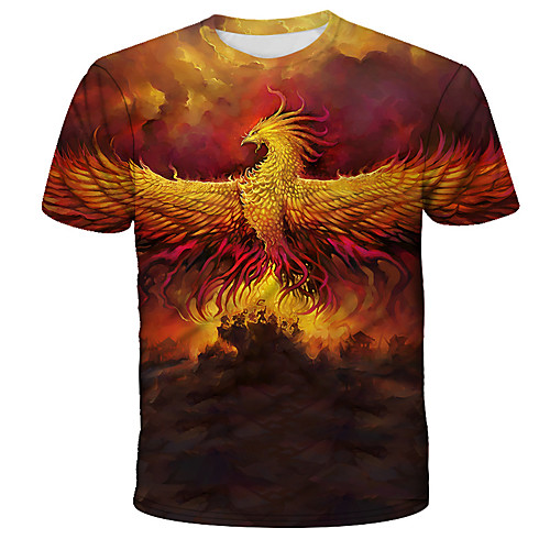 

Men's Daily Holiday Street chic / Exaggerated T-shirt - 3D / Tie Dye / Animal Print Red