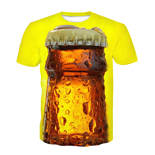 

Men's Party Club T-shirt - 3D / Beer Print Yellow