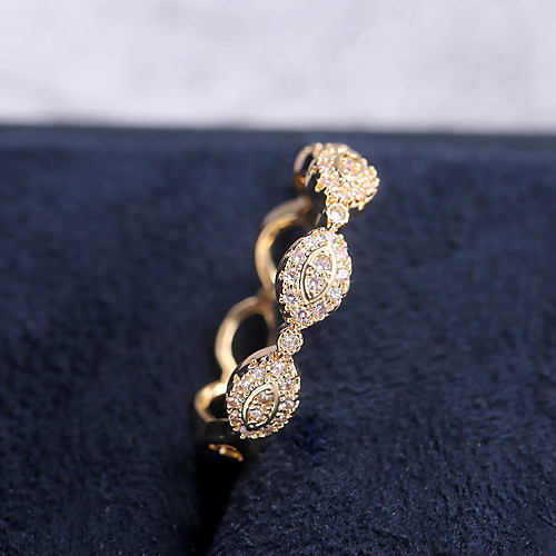 

Women's Ring Belle Ring AAA Cubic Zirconia 1pc Yellow Copper Gold Plated Irregular Statement Luxury Party Evening Gift Jewelry Geometrical Wearable