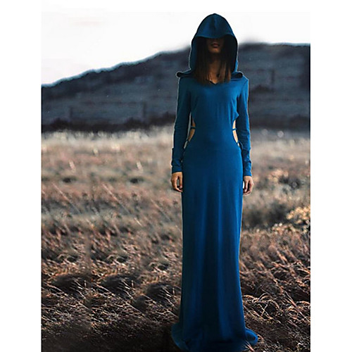 

Women's Maxi Wine Blue Dress Sheath Solid Color S M