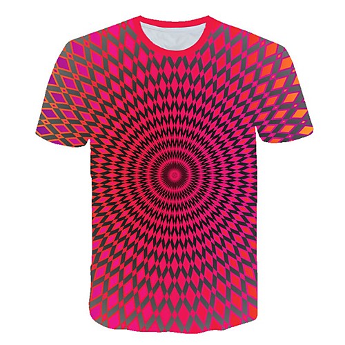 

Men's Daily Sports Street chic / Exaggerated T-shirt - Geometric / Color Block / 3D Print Red