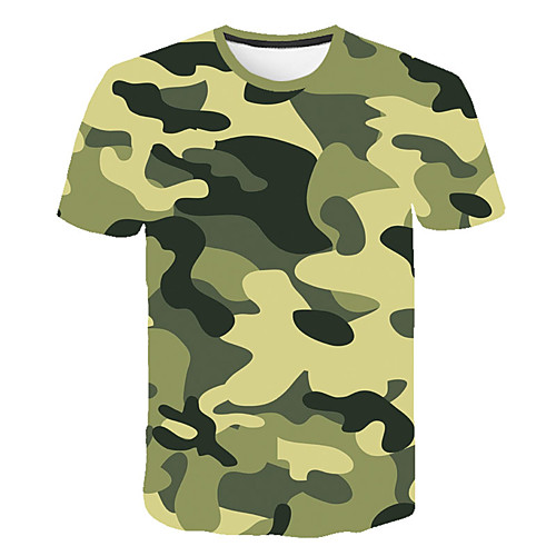 

Men's Daily Sports Basic / Exaggerated T-shirt - Color Block / 3D / Camo / Camouflage Print Rainbow