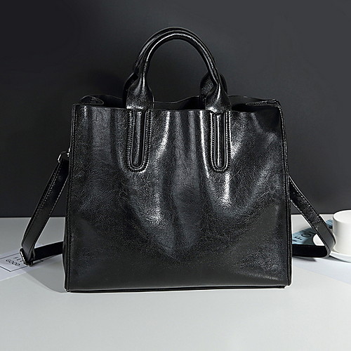 

Women's Zipper PU Top Handle Bag Solid Color Wine / Brown / Black