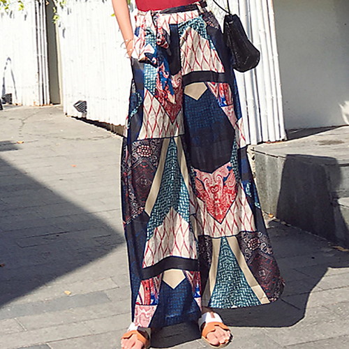 

Women's Basic Wide Leg Pants - Print Black S M L