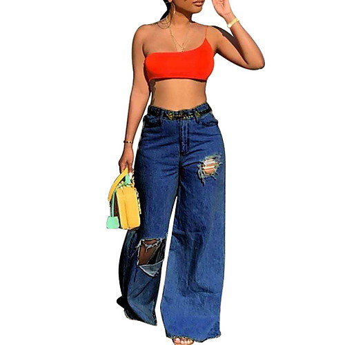 

Women's Basic Chinos Pants - Solid Colored White Blue S M L