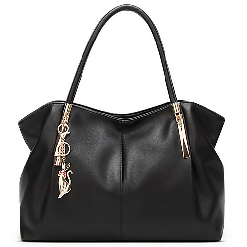 

Women's Zipper PU Top Handle Bag Solid Color Wine / Gold / White