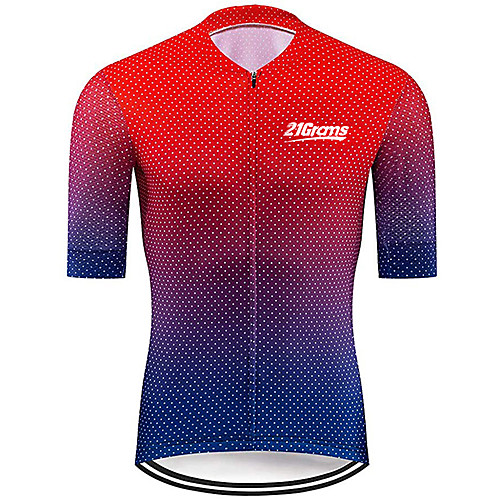 

21Grams Men's Short Sleeve Cycling Jersey RedBlue Polka Dot Gradient Bike Jersey Top Mountain Bike MTB Road Bike Cycling UV Resistant Breathable Quick Dry Sports Clothing Apparel / Stretchy