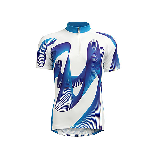 

Jaggad Men's Short Sleeve Cycling Jersey Nylon Elastic Blue Stripes Gradient Bike Jersey Top Mountain Bike MTB Breathable Sports Clothing Apparel / Stretchy