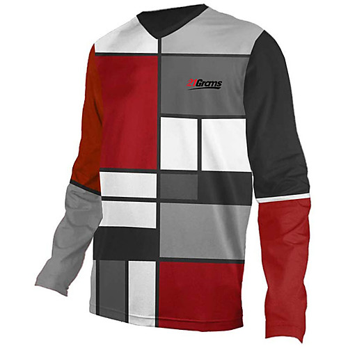 

21Grams Men's Long Sleeve Cycling Jersey Downhill Jersey Dirt Bike Jersey 100% Polyester RedBrown Red / Yellow Red Plaid / Checkered Bike Jersey Top Mountain Bike MTB Road Bike Cycling UV Resistant