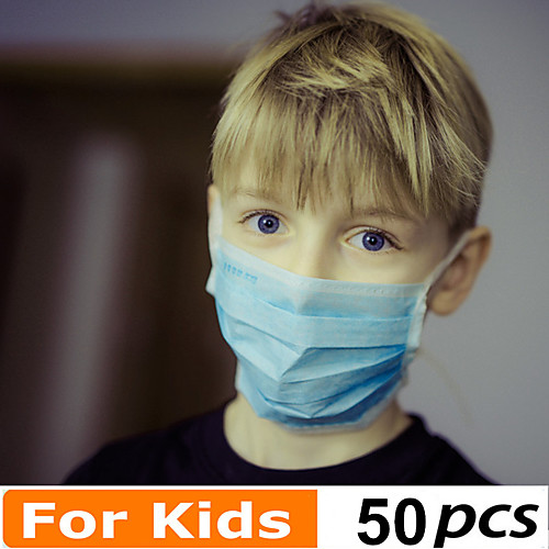 

50 pcs Face Mask Disposable Protection Nonwoven Fabric Melt Blown Fabric Filter CE Certified FDA ISO Certification High Quality Girls' Kids Blue