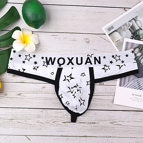 

Men's Cut Out / Print G-string Underwear - Normal Low Waist Black White Blue M L XL