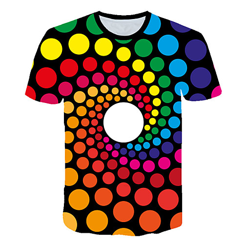 

Men's Daily Sports Street chic / Exaggerated T-shirt - Color Block / 3D / Graphic Print Rainbow