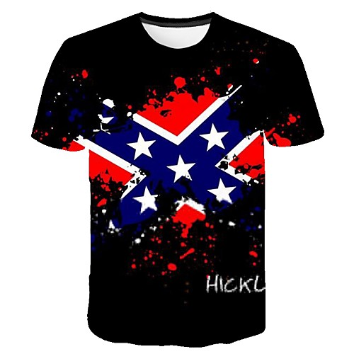 

Men's Daily Going out Basic T-shirt - 3D / National Flag Print Black