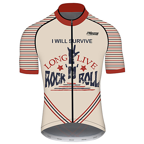 

21Grams Men's Short Sleeve Cycling Jersey 100% Polyester Black / Red Stripes Novelty Bike Jersey Top Mountain Bike MTB Road Bike Cycling UV Resistant Breathable Quick Dry Sports Clothing Apparel