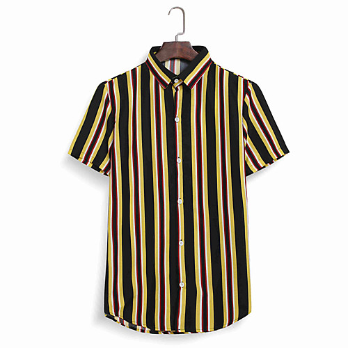 

Men's Rainbow Shirt - Cotton Daily Holiday White / Black / Short Sleeve