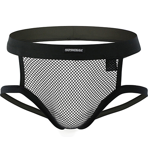 

Men's Cut Out / Mesh G-string Underwear - Normal Low Waist Black White M L XL