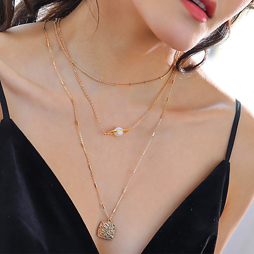 

Women's Pendant Necklace Necklace Layered Necklace Stacking Stackable Lucky Simple Classic Vintage Trendy Pearl Chrome Gold 60 cm Necklace Jewelry 1pc For Anniversary Street Birthday Party Beach