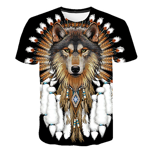 

Men's Daily Going out Basic T-shirt - 3D / Animal Print Black