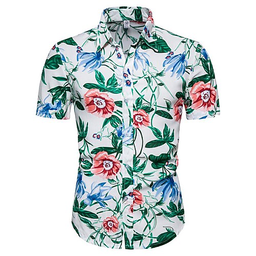 

Men's Daily Going out Basic / Exaggerated T-shirt - Floral / 3D Green