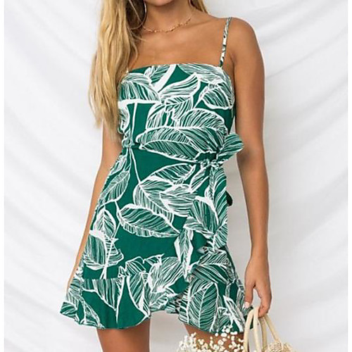 

Women's Yellow Red Dress Shift Print Strap S M