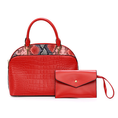 

Women's Embossed PU Bag Set Snakeskin 2 Pieces Purse Set Red / Brown / Black