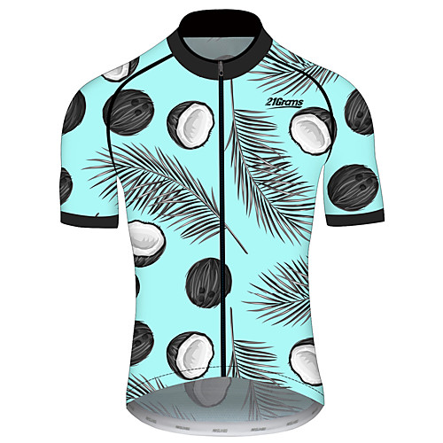 

21Grams Men's Short Sleeve Cycling Jersey Black / Blue Fruit Tropical Flowers Coconut Tree Bike Jersey Top Mountain Bike MTB Road Bike Cycling UV Resistant Breathable Quick Dry Sports Clothing Apparel