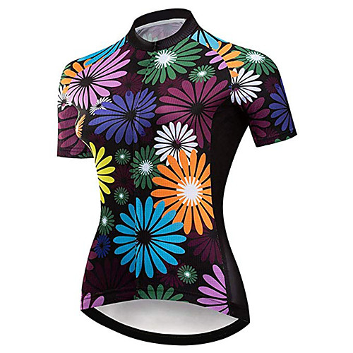 

21Grams Women's Short Sleeve Cycling Jersey 100% Polyester Purple Floral Botanical Bike Jersey Top Mountain Bike MTB Road Bike Cycling UV Resistant Breathable Quick Dry Sports Clothing Apparel