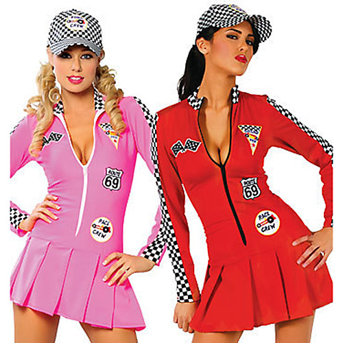 

Cheerleader Dress Hat Outfits Adults' Women's Cosplay Halloween Halloween Festival / Holiday Polyster Blushing Pink / Red Women's Carnival Costumes