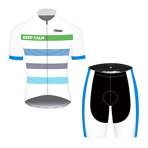 

21Grams Men's Short Sleeve Cycling Jersey with Shorts Black / White Stripes Patchwork Bike Clothing Suit UV Resistant Breathable 3D Pad Quick Dry Sweat-wicking Sports Solid Color Mountain Bike MTB