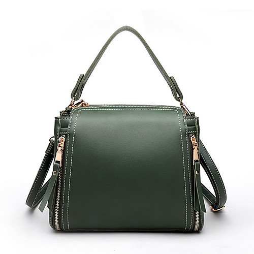 

Women's Zipper PU Top Handle Bag Solid Color Black / Red / Green