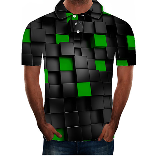 

Men's Daily Going out Street chic / Exaggerated Polo - Color Block / 3D / Graphic Green