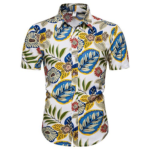 

Men's Daily Going out Basic / Exaggerated T-shirt - Floral / 3D Rainbow