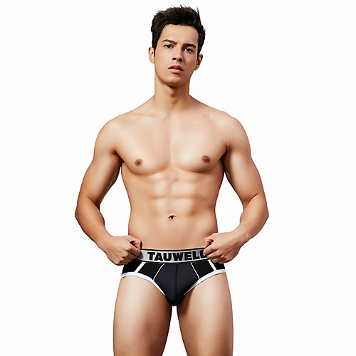 

Men's Basic Briefs Underwear - Asian Size Low Waist Black White M L XL
