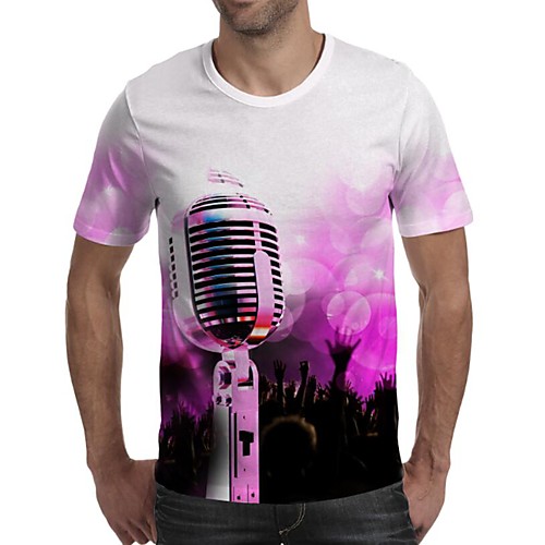 

Men's Daily Going out Exaggerated T-shirt - Geometric / 3D / Graphic Print Rainbow