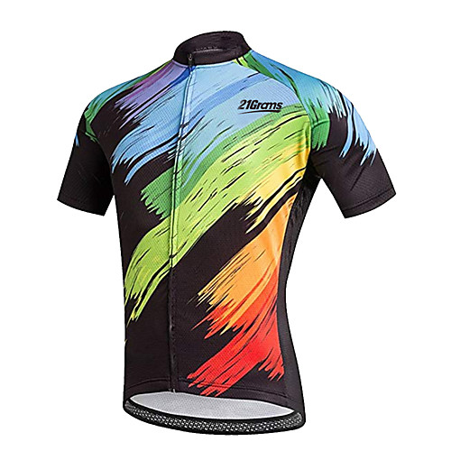 

21Grams Men's Short Sleeve Cycling Jersey 100% Polyester Black / Blue Gradient Bike Jersey Top Mountain Bike MTB Road Bike Cycling UV Resistant Breathable Quick Dry Sports Clothing Apparel / Stretchy