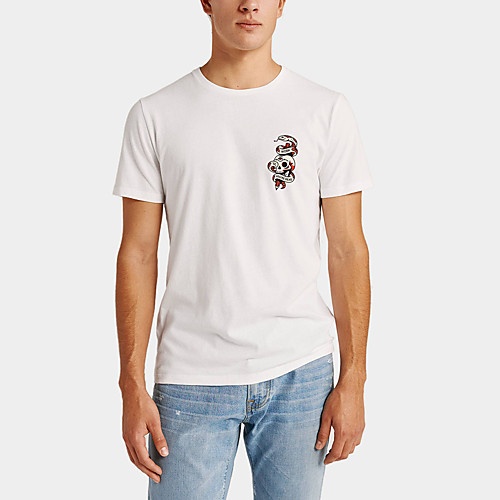 

Men's Daily Sports Business / Basic T-shirt - Rainbow / Animal / Skull Black & White, Print Black