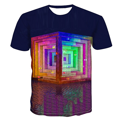 

Men's Club Weekend Street chic / Punk & Gothic T-shirt - Color Block / 3D / Graphic Print Rainbow