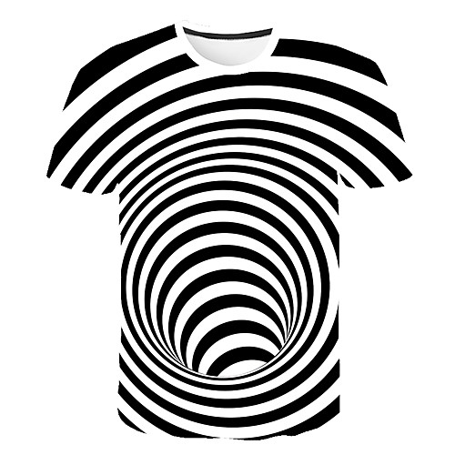 

Men's Daily Sports Street chic / Exaggerated T-shirt - Geometric / Color Block / 3D Print Black